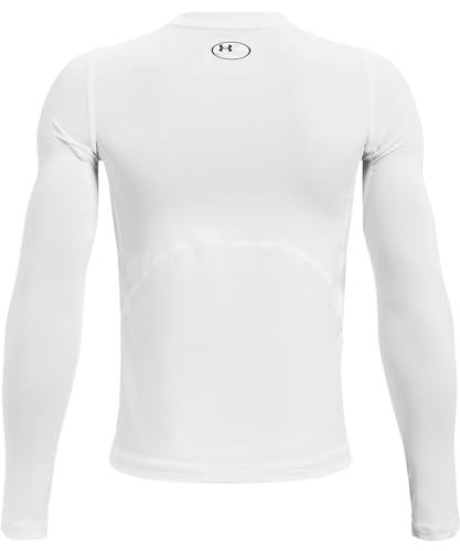Under Armour Boys' HeatGear Armour Long-Sleeve T-Shirt , White (100)/Black , Medium