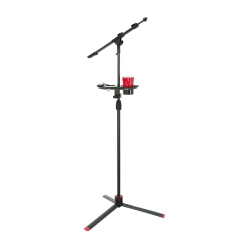 Gator Frameworks Microphone Stand Accessory Tray with Drink Holder and Guitar Pick Tab, 12" x 7" (GFW-MIC-ACCTRAY)