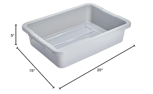 Rubbermaid Commercial Products Standard Bus/Utility Box, 4.6-Gallon, Gray, Plastic, Heavy Duty Restaurant Wash Basin/Dish Washing Tub for Kitchen Organization/Storage