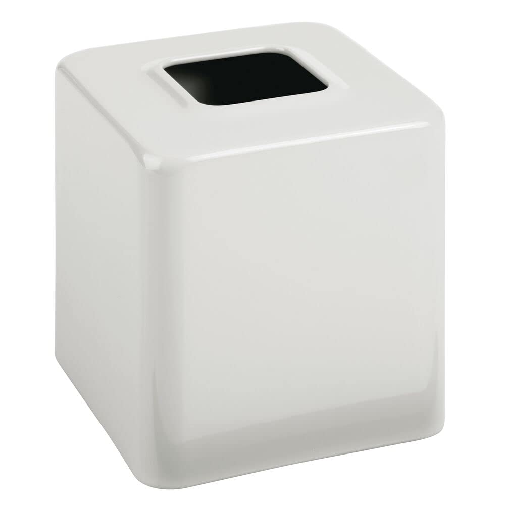 mDesign Metal Square Tissue Box Cover, Modern Facial Paper Holder, Accessories for Bathroom Vanity Countertop, Bedroom Dresser, Night Stand, Desk, Office, End Table, Unity Collection, Light Stone Gray