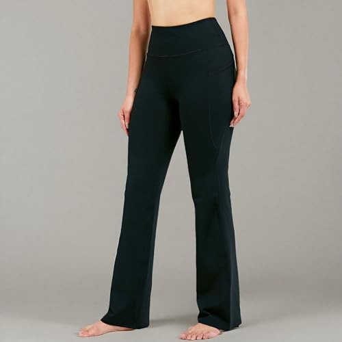 28"/30"/32"/34" Inseam Women's Bootcut Yoga Pants Long Bootleg High-Waisted Flare Pants with Pockets BlackFlare_28_Large Black