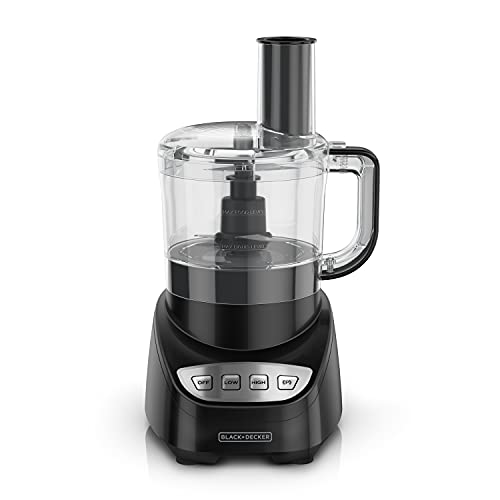 BLACK+DECKER Food Processor and Vegetable Chopper, Stainless Steel Blade, 8-Cup Capacity, 450W Power with Attachments to Grate, Shred, Slice, Mince, Grind, and Puree