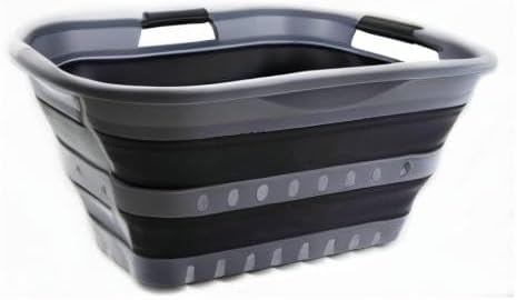 SAMMART 30L Collapsible 3 Handled Plastic Laundry Basket