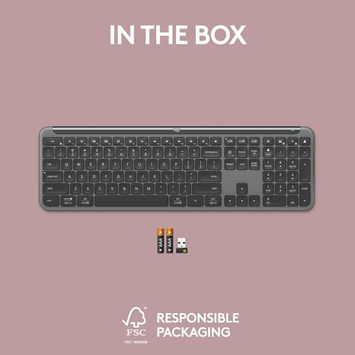 Logitech Signature Slim K950 Wireless Keyboard, Sleek Design, Switch Typing Between Devices, Quiet Typing, Bluetooth, Multi-OS, Windows, Mac, Chrome - Graphite