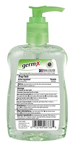 Germ-X Hand Sanitizer, Aloe, Pump Bottle, 8 Fluid Ounce