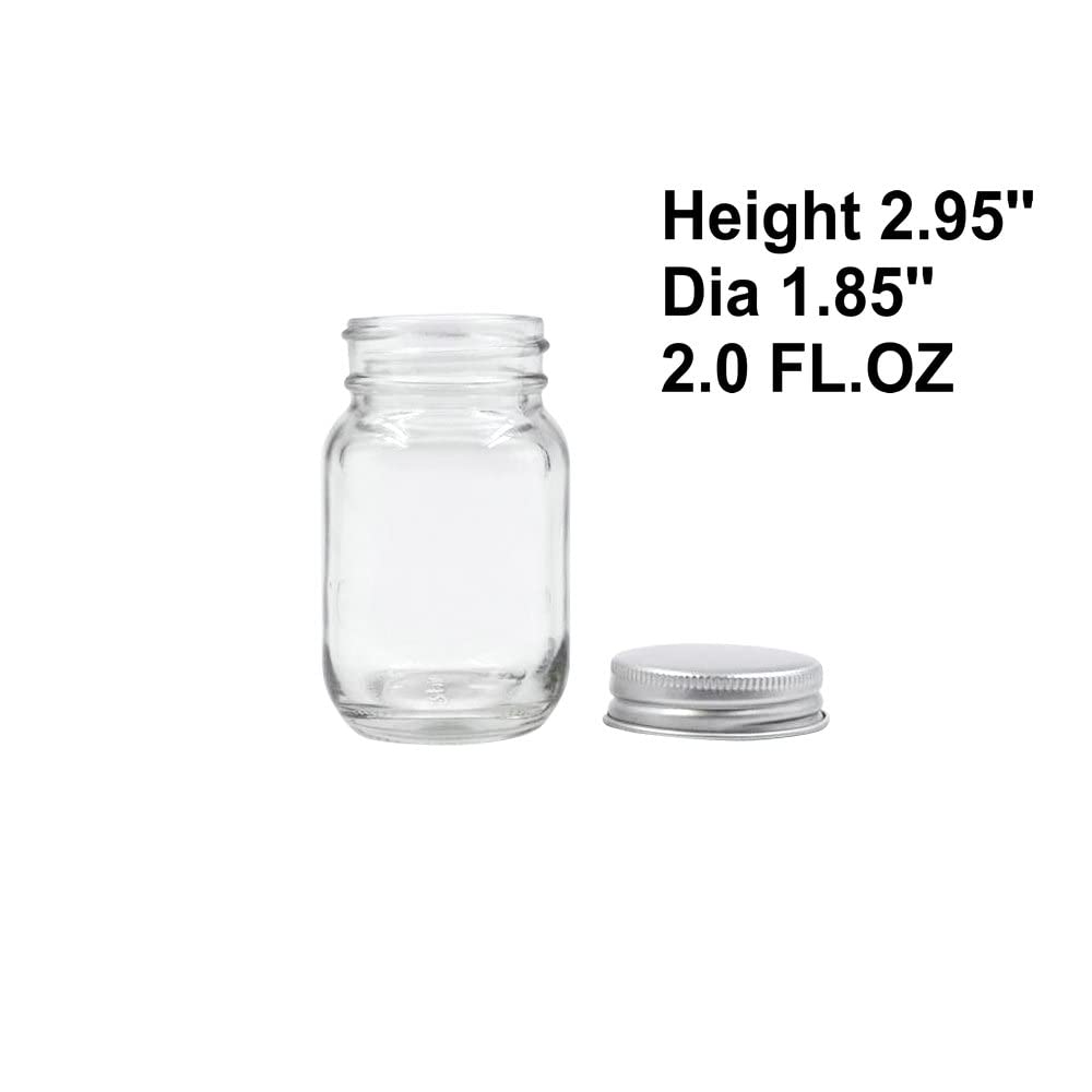 GPK4ALL 2oz Mason Jar with Silver Lid for Honey Jam Spice Pack of 24 Sets