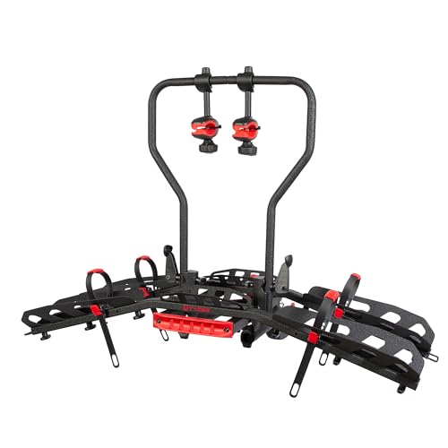 Tyger Auto TG-RK4B102B Deluxe 4-Bike Carrier Rack Compatible with Both 1-1/4'' and 2'' Hitch Receiver | with Hitch Pin Lock & Cable Lock | Soft Cushion Protector