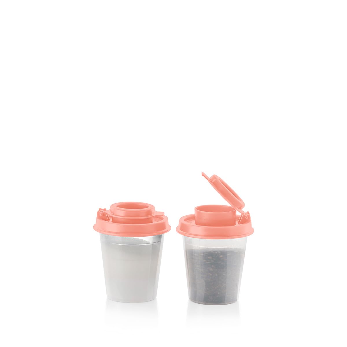 TupperwareMinis Midget Minis 2oz / 60ml Salt and Pepper Shakers Set Peach Seal