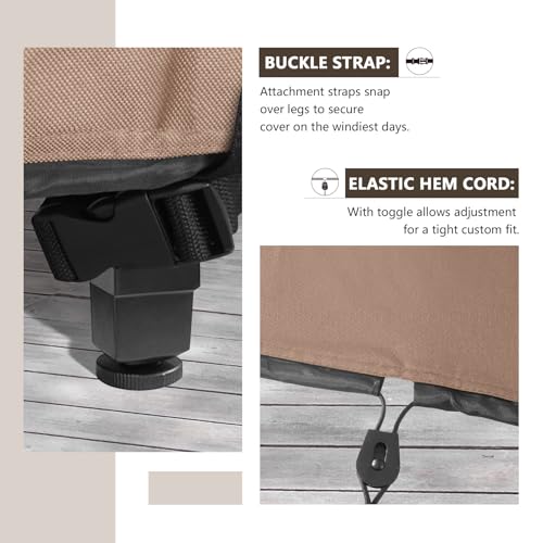 ULTCOVER Rectangular Patio Heavy Duty Table Cover - 600D Tough Canvas Waterproof Outdoor Dining Table and Chairs General Purpose Furniture Cover Size 88L x 62W x 28H inch