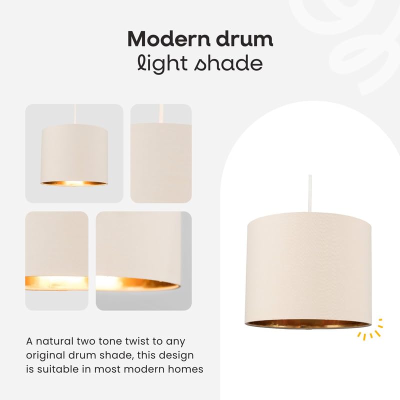 MiniSun | Extra Large Modern Black and Gold Drum Light Shade | Pendant Lights, Home Décor & Improvement Essential | 450mm Shade Width