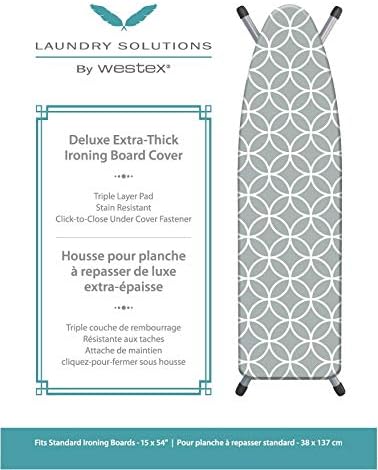 Westex Circles Heavy Duty Ironing Board Cover and Pad, Thick 3-Layer Stain