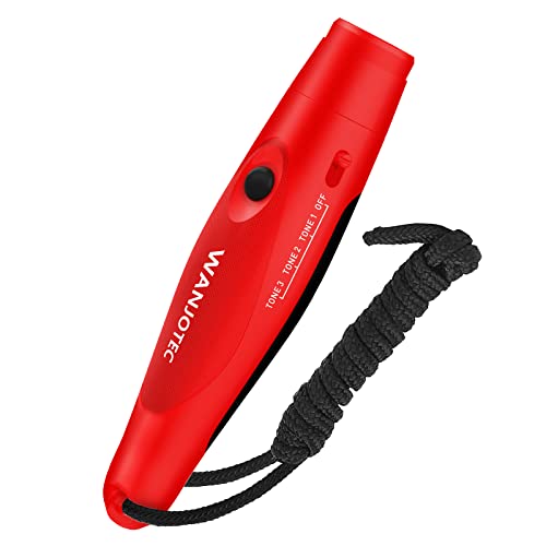 WANJOTEC Electronic Whistle, 3 Tone High Volume Whistle Emergency, Adjustable Volume Whistle with Lanyard, Handheld Electronic Whistles for Teacher Coach Referee,Volleyball Soccer Outoor Sports-Red