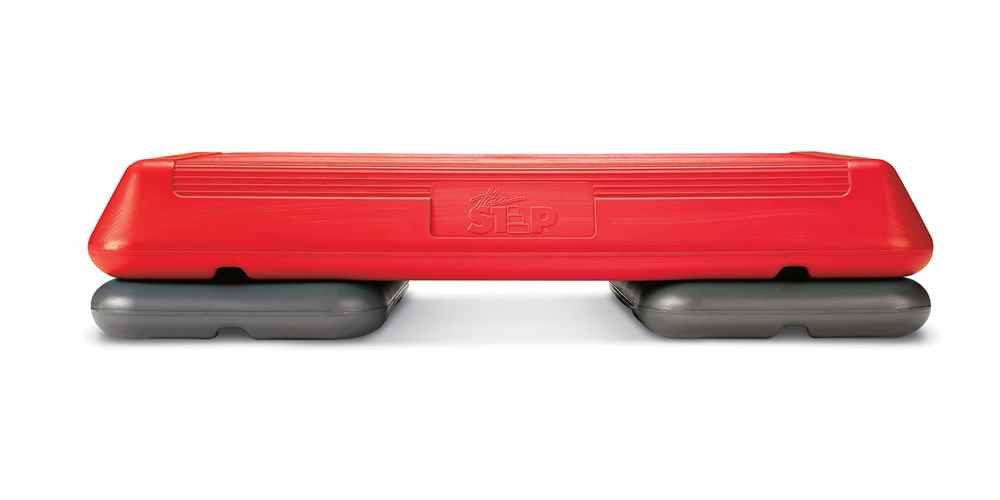 The Step Circuit Size Aerobic Platform, Circuit Size Steppers for Exercise with Two Risers, Red