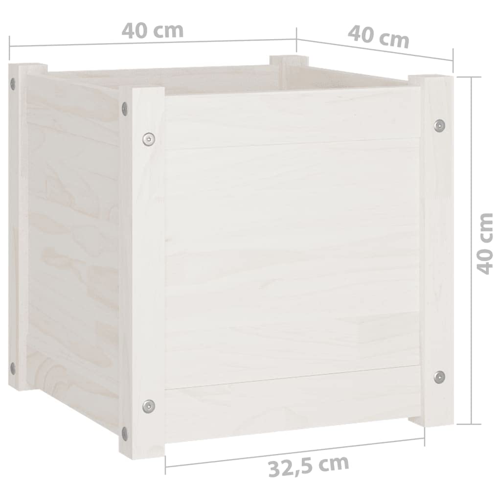 Xolmizyn Set of 2 Large Square Wooden Planters, Solid Pinewood Garden Flower Pot for Indoor and Outdoor Patio, Deck, and Balcony Decoration, 15.7 inch