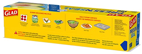 Glad Press'N Seal Plastic Food Wrap, 100 Square Foot Roll, Pack of 3, (Package May Vary)