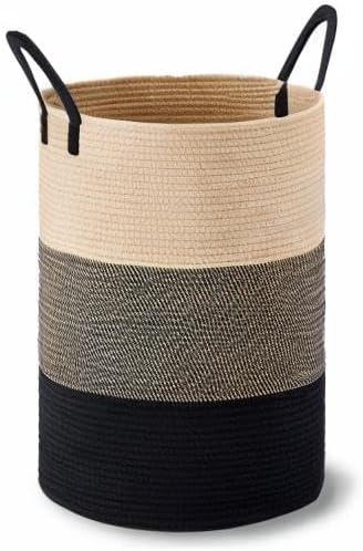 VIPOSCO Large Laundry Hamper, Tall Woven Rope Storage Basket