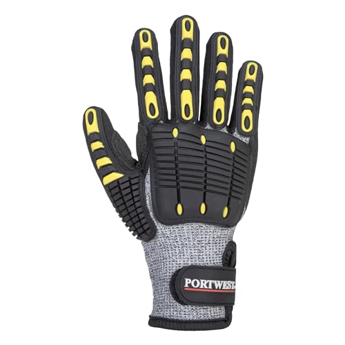Portwest A722 Durable Anti Impact Cut Resistant Glove Grey/Black, Large