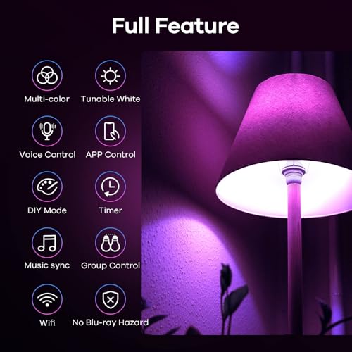 Linkind Matter Smart RGBTW Bulb, E27 Smart Bulb, Smart LED Light Bulbs Screw, 9W, 806lm, Smart Led Bulb with Music Sync,Works with Apple Home/Siri/Google Home/Alexa/SmartThings, 2 Pack