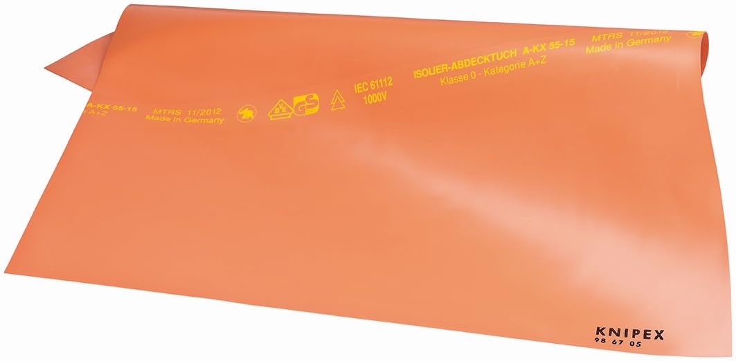 KNIPEX Tools - Rubber Insulating Mat, 40" x 40", 1000V Insulated (986710), Red