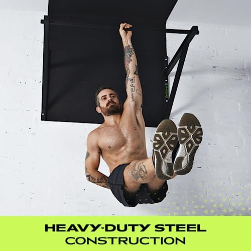 Rage Fitness Heavy-Duty Wall Mounted Pull Up Bar - 500 lbs Weight Capacity | Maintain Upper Body Strength & Core Stability | Space Efficient Steel Chin Up Black Bar for Home & Gym Versatile Workouts