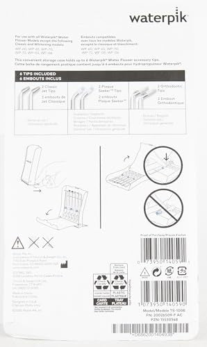 Waterpik Water Flosser 6 Count Replacement Tips With Case, Convenient, Hygienic and Sturdy for Easy Storage and Travel, Includes Precision, Orthodontic, Plaque Seeker Refill Heads Nozzles