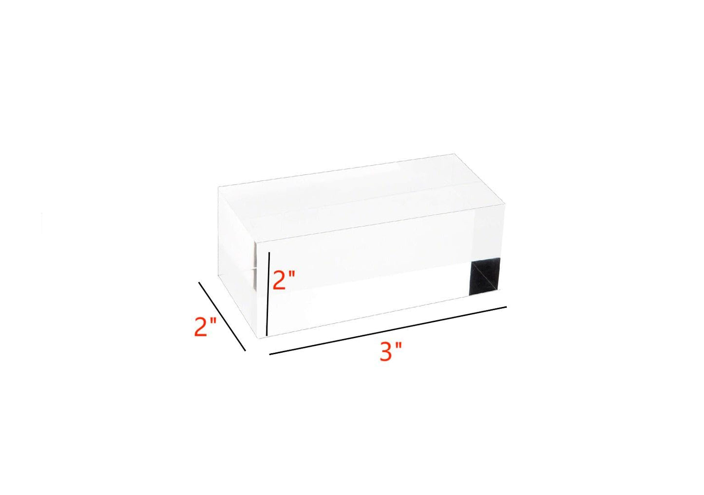 RY DISPLAY Clear Polished Acrylic Cube Display Block Jewelry Stand Ring Showcase Holder (2" x 2" x 3")