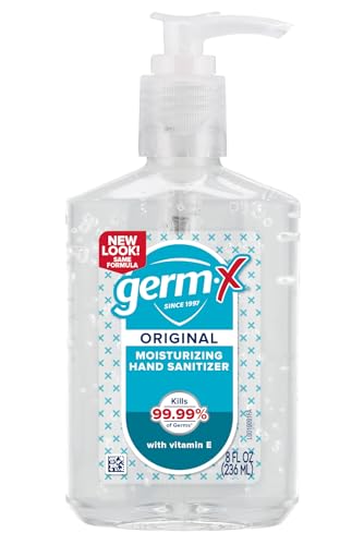 Germ-X Original Hand Sanitizer, Non-Drying Moisturizing Gel with Vitamin E, Instant and No Rinse Formula, Back to School Supplies College, 8 Fl Oz Pump Bottle (Pack of 12)