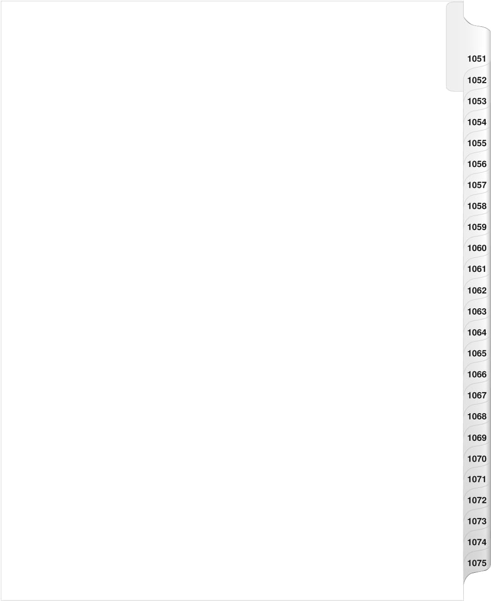 Exhibitindexes® Side Collated Exhibit Tabs AVE Style Bold Tabs Set of 1051-1075 | Made in The USA