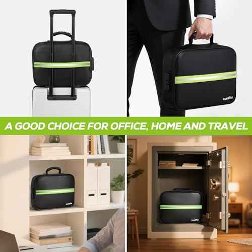 Fireproof Document Bag with Lock, Upgraded Fireproof, Heat Insulated & Waterproof Box for Document,Portable Storage for Home and Travel, Suitable for Document and Laptop
