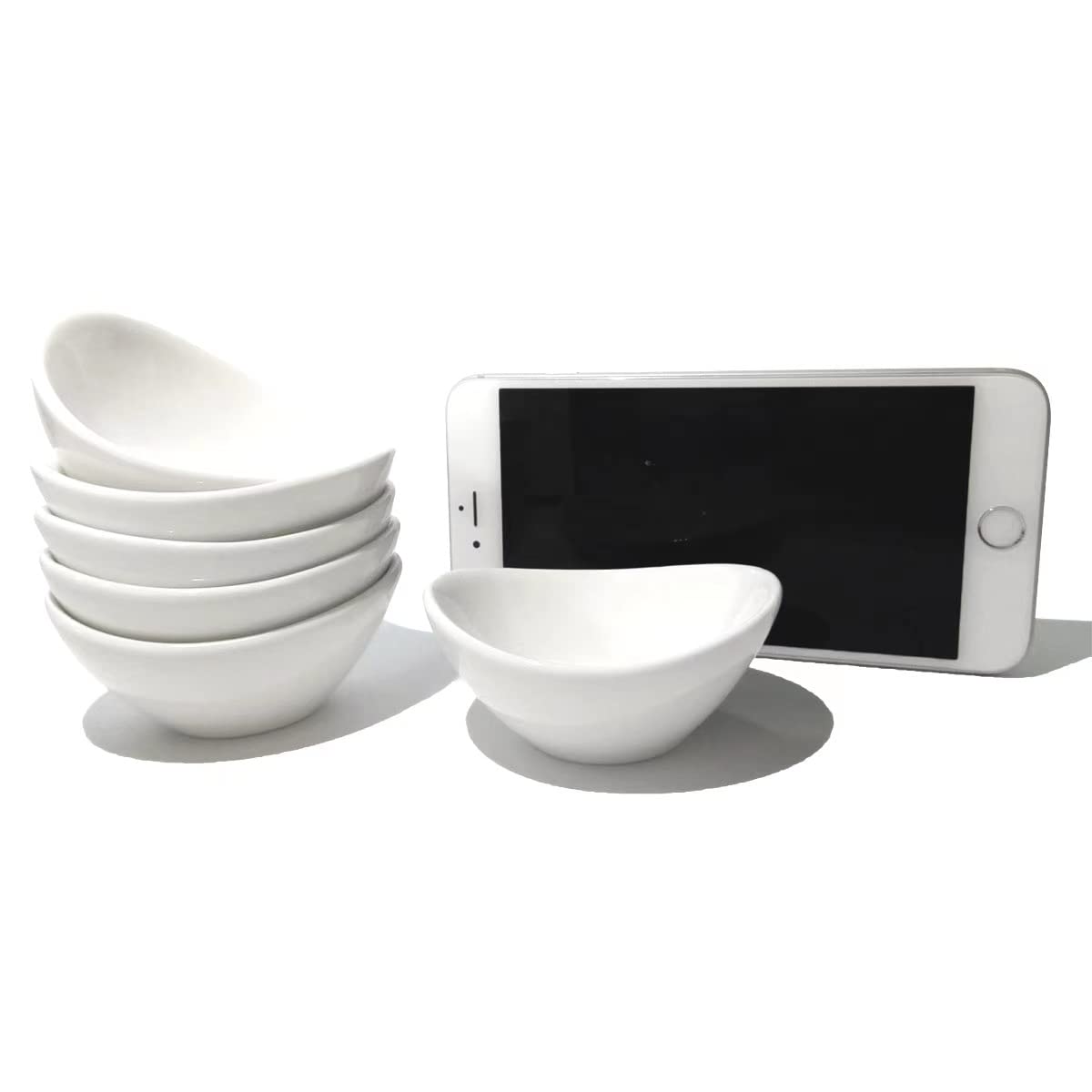 Holitika Soy Sauce Dish - Dipping Bowls Set, White Porcelain Dipping Bowls/Dishes for Soy Sauce, Ketchup, BBQ Sauce or Seasoning- 1 Oz,Set of 6,D1