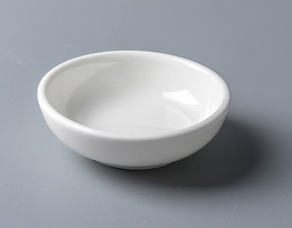 4pcs White Ceramic Seasoning Dishes Dipping Bowls Appetizer Plates,3 inch