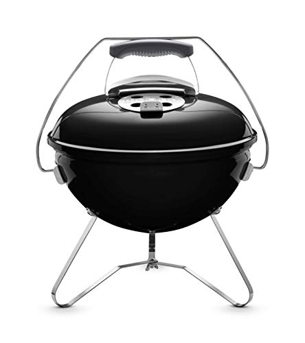 Weber Smokey Joe Premium Charcoal Barbecue/Portable Design, Porcelain-Enamelled Lid & Bowl, 37 cm Cooking Surface, Tuck-N-Carry Handle, Black