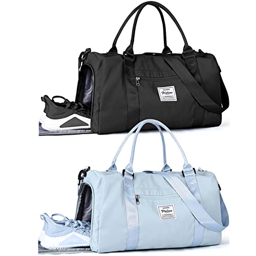 Travel Gym Duffel Bag with Shoes Compartment, Wet Pocket - For Plane, Sport, Swimming, Yoga