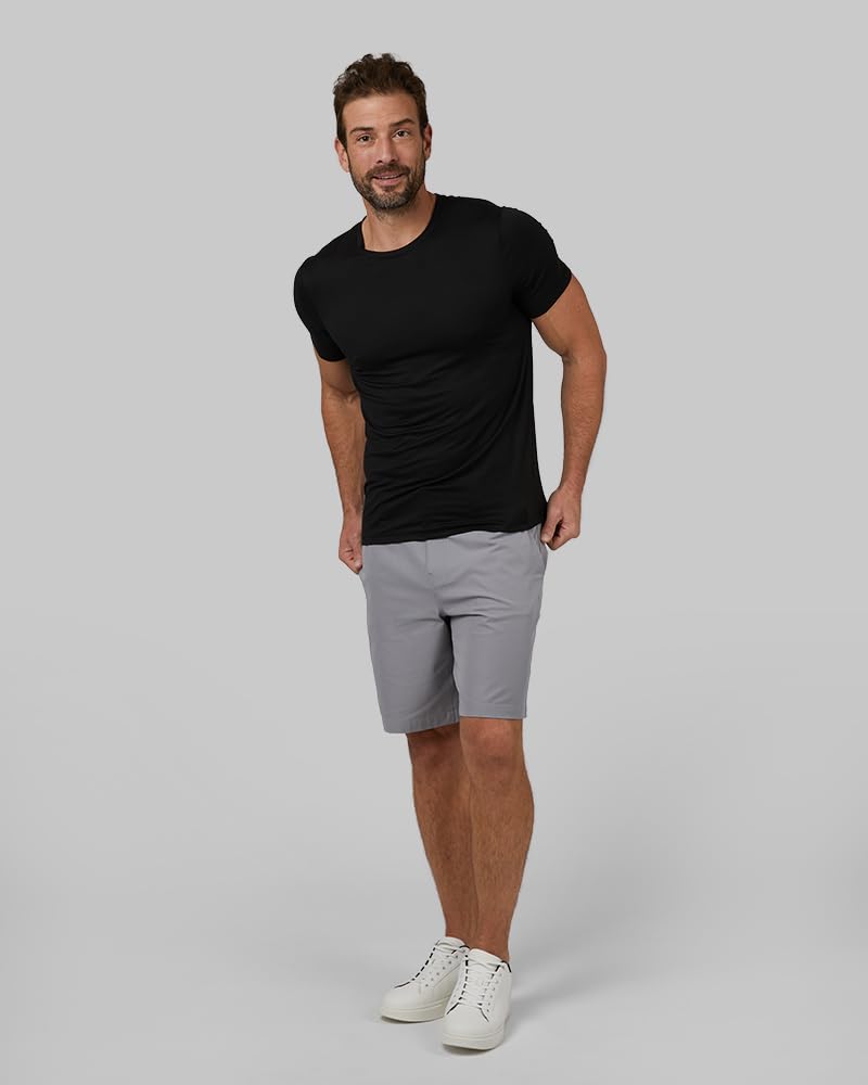 32 Degrees Mens 4 Pack Cool Quick Dry Active Basic Crew T-Shirt, Black, Large