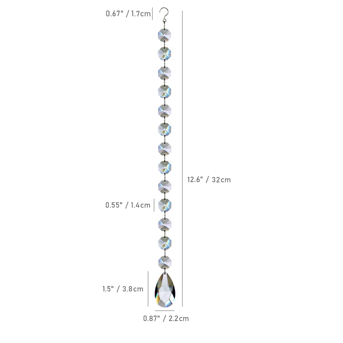 1ft 10pcs Teardrop Crystals Garland, Hanging Chandelier Crystals Prism Beads Chain for Wedding Home Decoration Clear GOLDENHAITAI