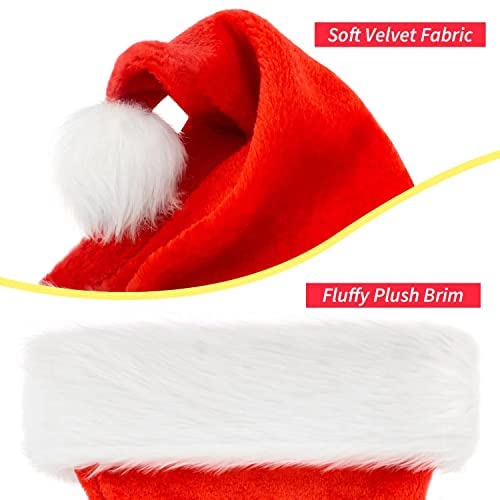 BOSONER 2 Packs Christmas Hat Santa Hats,Xmas Hat Holiday for Adults,Extra Thicken Fur for Christmas Eve Gifts New Year Festive Party