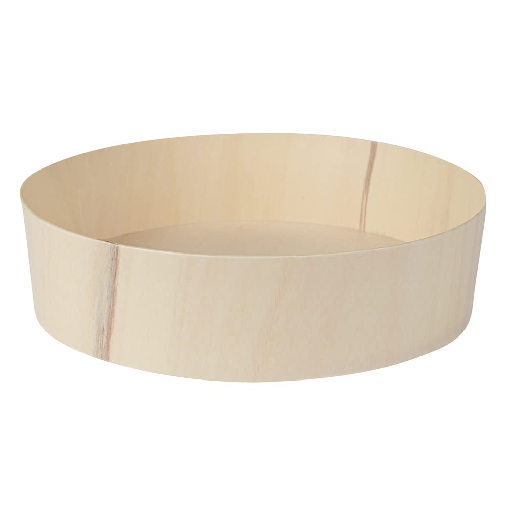 Restaurantware Taipei 33 Ounce Food Containers 100 Round Wooden Bento Boxes - Lids Sold Separately Grease Impermeable Poplar To Go Boxes Disposable Serve Noodles Dumplings And More