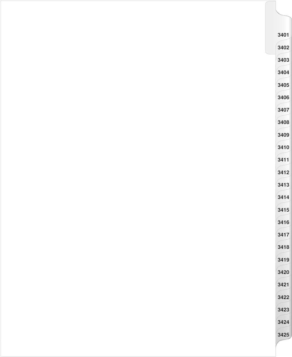 Exhibitindexes® Side Collated Exhibit Tabs AVE Style Bold Tabs Set of 3401-3425 | Made in The USA