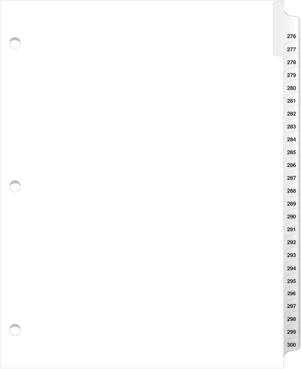 Exhibitindexesยฎ 3 Hole Punched Side Collated Exhibit Tabs - AVE Style Bold Tabs Letter Size - 276-300-Set