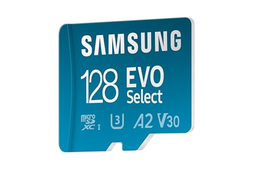 Samsung EVO Select (2024) microSD card + SD adapter, 128GB, Memory card for smartphone and tablet, UHS-I U3, 4K UHD, Full HD, 160 MB/s Read, MB-ME128SA/EU