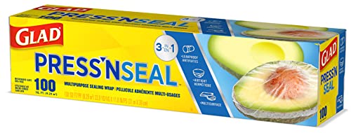 Glad Press'N Seal Plastic Food Wrap, 100 Square Foot Roll, Pack of 3, (Package May Vary)