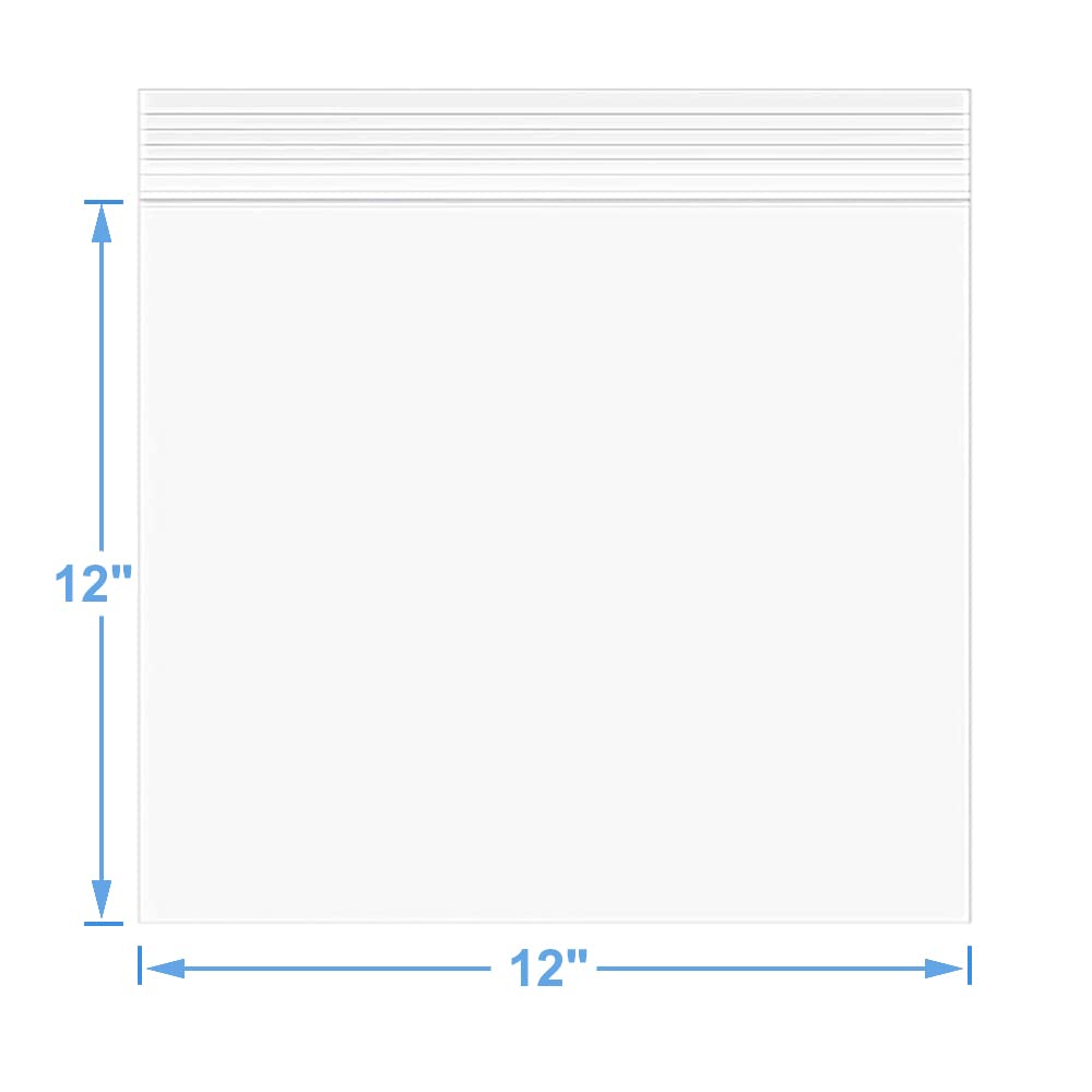 Somoga 50 PCS 12" x 12" Large Thick 2.4 Mil Clear Zip Poly Bags Plastic Reclosable Zip Seal Lock Bags Clothing Shoes Toys Prints Zipper Bag