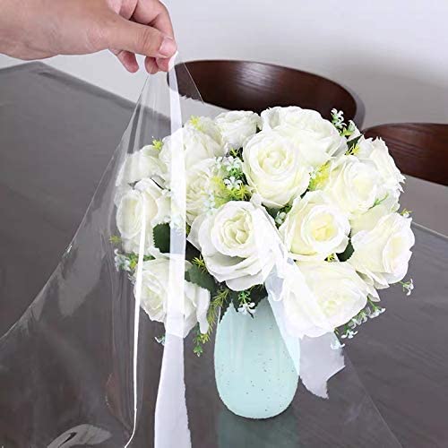 sancua Clear Plastic 100% Waterproof Tablecloth - 54 x 78 Inch - Vinyl PVC Rectangle Table Cloth Protector Oil Spill Proof Wipe Clean Table Cover for Dining Tables, Parties & Camping, Crystal Clear