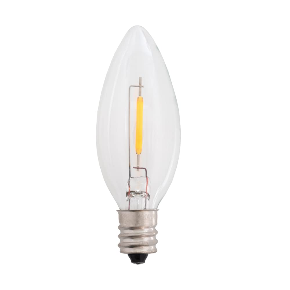 Creative Hobbies 25-Pack LED Replacement Light Bulbs for Electric Candle Lamps, Window Candles, Chandeliers - 7 Watt Equivalent Candelabra, Clear, Steady Burning, 120v 7w Bulb