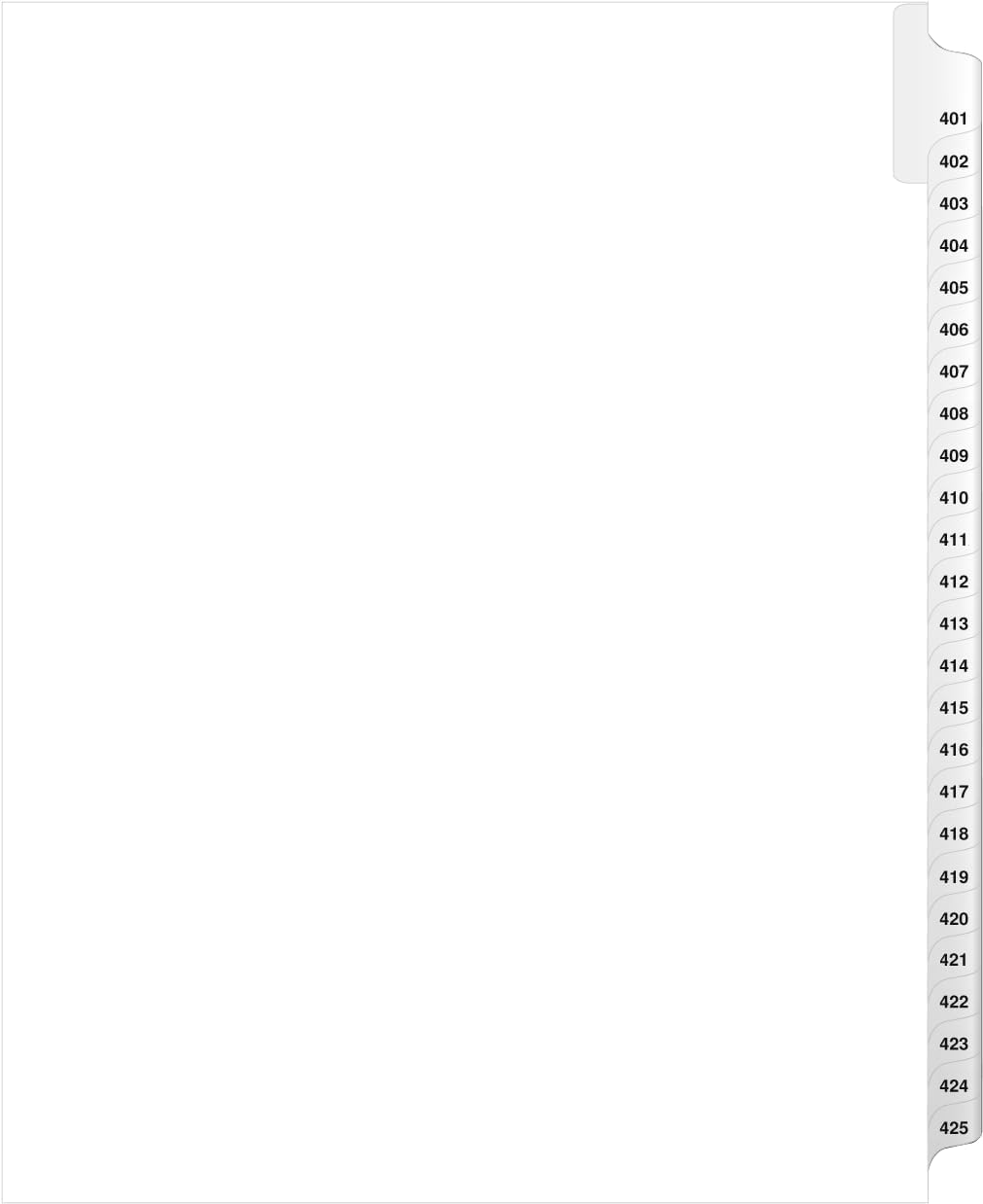 Exhibitindexes® Side Collated Exhibit Tabs AVE Style Bold Tabs Set of 401-425 | Made in The USA