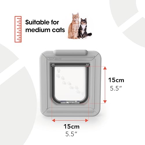 Cat Mate Elite Microchip Cat Flap with Digital Timer & LCD Display (355) - For Small to Average sized Cats, Easy Installation in UPVC Doors, Glass, and Wood, White