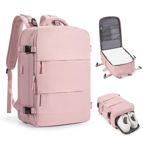 Travel Backpack for Women Airline Approved Carry on Backpack for Airplanes Mochila De Viaje Personal Item Travel Bag Spirit Airlines Personal Item Bag 18x14x8 Backpack for Traveling on Airplane Pink
