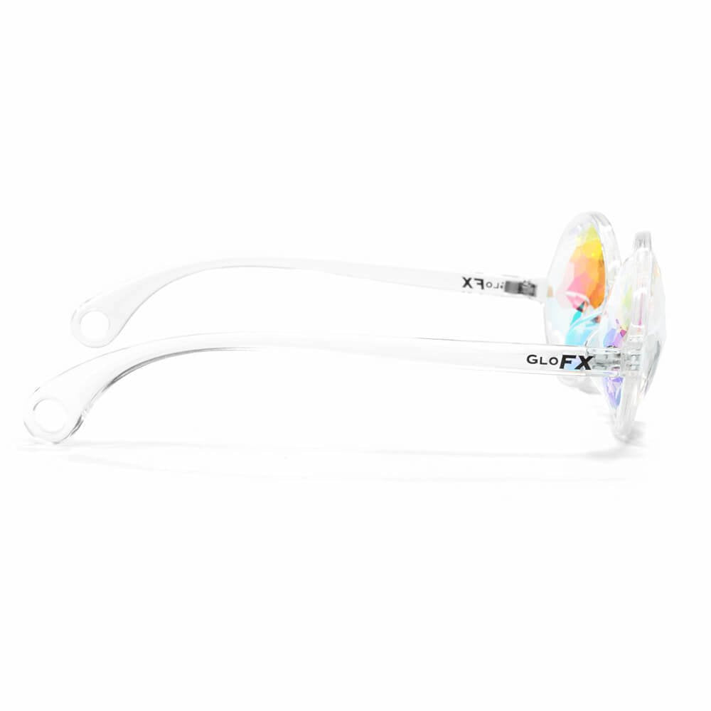 GloFX Kaleidoscope Glasses | Plastic Frame Diffraction Glasses with Glass Crystal Lens | 3D Prism Rainbow Effect - Great EDM, Concert, and Rave Accessory
