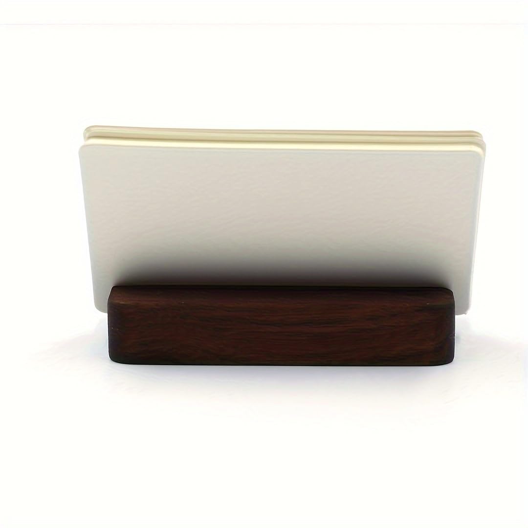 Yantric wood Business Card Holder for Desk, Wooden Creative Business Card Display for Desk, Wood Business Card Stand for Office, Tabletop ( 2pack)