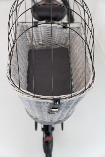 TRIXIE Bicycle Basket With Lattice for Rack, Willow/Metal, 35 x 49 x 55 cm, Grey, 2.259 kg